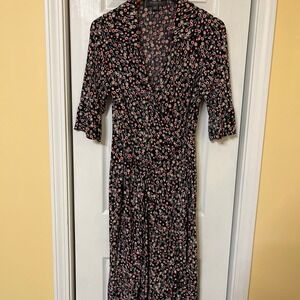 Liz Claiborne Black & Red Pattern Wrap Dress Size 10